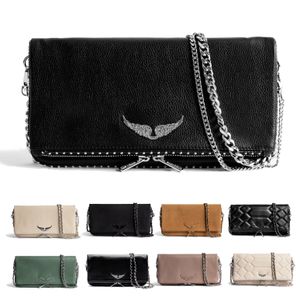 Zadig Voltaire Pochette Rock Swing Your Wings bag Luxury Designer Womens mens real Leather Clutch the Tote Bags Cross Body Shoulder camera handbag fashion Even Bags