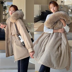 Women's Trench Coats EHQAXIN Hooded Down Jacket Korean Style Long-Sleeved Zipper Casual Coat Thickening Warm Fur Collar Cotton M-3XL