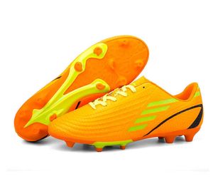 Детские модные футбольные сапоги мужские футбольные ботинки молодежь удобные тренеры апельсиновые голубые спортивные кроссовки для детей