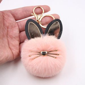 Chaveiro Pompom de Gato Bonito Bolsa de Bolas de Pelúcia de Metal Ornamentos Presente Chaveiro Cadeias Acessórios Carro Trincheira Chaveiro Cintura Fivela