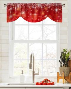 Tenda Natale rosso fiocco di neve finestra soggiorno armadio da cucina tie-up mantovana tasca asta