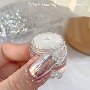 Nagelglitzer, 1 Box, Moonlight Mirror Nails Powder, Silber, feiner Glitzer, Metallic-Effekt, Pigmente, Gelpolitur, Chrom, holografische Pulver, 230808