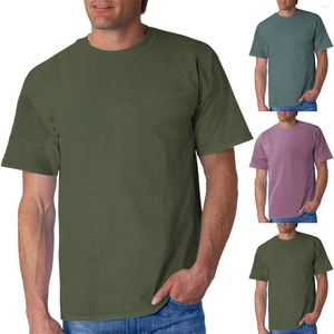 Camisetas masculinas da moda primavera/verão casuais manga curta decote redondo lavanda camisa longa blusas lisas masculinas de algodão ioga