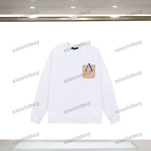 xinxinbuy erkek kadın tasarımcı sweatshirt kapüşonlu cep sonsuza dek mektup yazdırma kazak gri mavi siyah beyaz xs-l