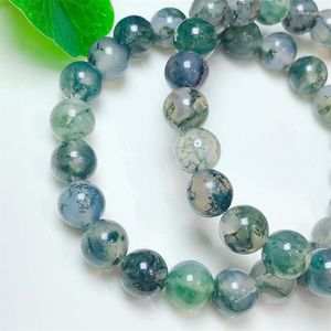 Bangle Natural Moss Agate Bracelet Fortune Energy Crystal Gemstone Mineral String Woman Amulet Jewelry Healing Gift 1pcs 8mm