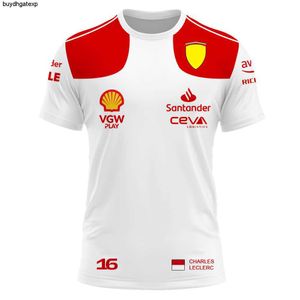 I3E7 2023フォーミュラワンメンズファッションTシャツF1レーシングチームニューレッドサマーチャールズレクレルク16カルロスサイン55ドライバー女性ティーシャツスポーツ子供服