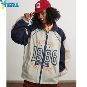 Женские куртки Yiciya Jacket Coats Bomber Женщины в верхней одежде Y2K Vintage Grey Varsity Baseball Jackets Американское негабаритное пальто Met 230808