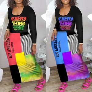 Womens Clothing Wholesale Casual Positioning Printed Letters Long Sleeved Dress