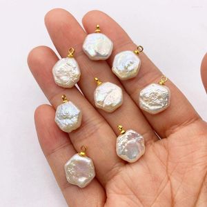 Pendant Necklaces Natural Freshwater Baroque Pearl Hexagon Charms For Jewelry Making DIY Earrings Accessories Supplier