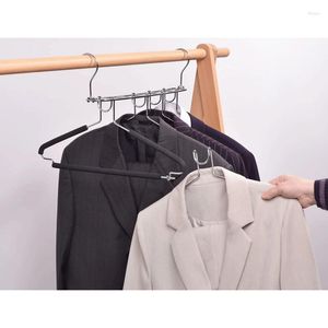 Hängare 5layer avtagbar metallkläder hängare non-halp skumbyxor rack utrymme spara garderob förvaring fällbar support tröja hängande krok