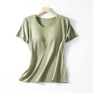 Kvinnors sömnkläder Summer Modal Relaxed Breast Cushion Cup Short Sleeve Solid Color Ladies Night Wears T-shirt Pyjamas toppar för kvinnor