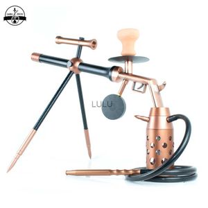 Shisha Hookah Set Sniper Rifle Shape Metal med LED -lampor Rökning Pipe Smoke Chicha Vaporesso Narguile Complete Shisha Pipe HKD230809