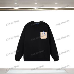xinxinbuy Moletom masculino feminino com capuz bolso para sempre suéter com impressão de letras cinza azul preto branco XS-2XL