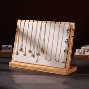 Jewelry Boxes Classical Large Capacity Display Rack Multiple Necklace Stand Detachable Suede Wood 230808