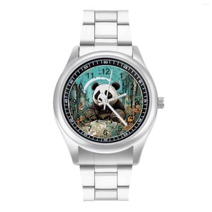 Wristwatches Panda Quartz Watch Wall Graffiti Steel Po Wrist Men Spring Creative High Class Wristwatch