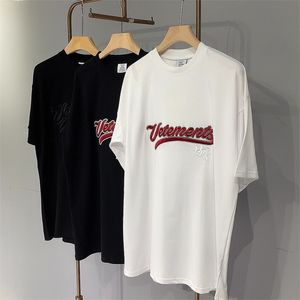 Embroidery T Shirt Men Women Black White Oversize T-Shirt Tops Tee