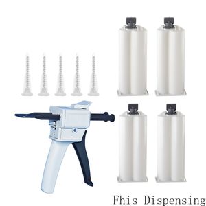 Metal top buckle AB glue cartridge 2:1 1:1 Universal 50ML Manual Dispense Gun with Cartridge &Mixing Nozzle