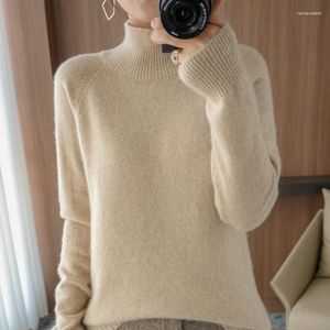 Kvinnors tröjor Autumn/vinter Kvinnlig tröja Ull Turtleneck Kvinnor Löst tröja Tjock Casual Knit Bottomskjorta