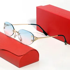 occhiali da sole uomo carti occhiali Leopard Head Composite Metal Rimless Optical Frame 2543 2907 17359 Classic Rectangle Square gold sunshade sunglass designer shade