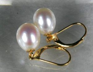 Dangle Earrings Gorgeous 10-12mm Natural South Sea White Baroque Pearl 14k Gold