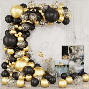 Inne imprezy imprezowe Black Gold Balloon Garland Arch Zestaw konfetti Baloon Graduation Happy 30th 40th Birthday Decor Baby Shower Favor 230809