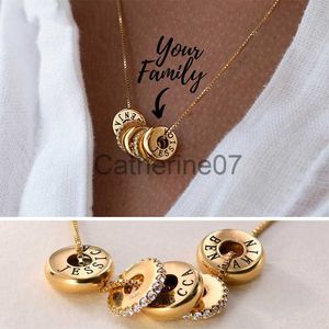 Pendant Necklaces Custom Name Necklace for Women Personalized Gold Chain Crystal Circle Beads Necklaces 2022 Mothers Day Gift J230809