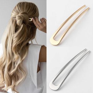 Simple U Shape Hair Clips Pins for Women Girls Hair Sticks Bride Hair Styling Accessories Gold Color Metal Hairpins Barrettes