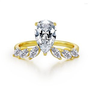 Cluster Rings 2023 Produto 925 Prata Importada Diamante Alto Carbono Em Forma de Pêra 7 11 Anel Feminino E Elegante Versátil