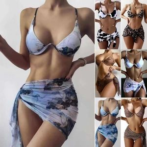 Costumi da bagno da donna 2023 Bikini sexy in marmo Set da 3 pezzi Costume da bagno femminile Stampa estiva Costume da bagno brasiliano da donna Abbigliamento da spiaggia Biquini