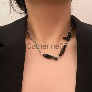 Pendant Necklaces French design feeling gravel beaded dark casual necklace clavicle chain sweet cool wind minority OT buckle neck chain J230809