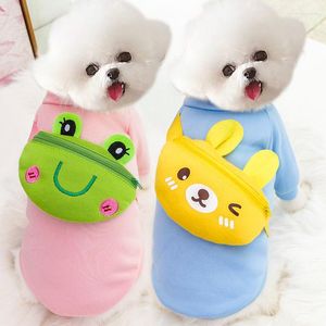 Vestuário para cães, gato, corpo cruzado, bolsa com zíper, fofo, urso amarelo, sapo, roupas quentes, animais de estimação, suprimentos para outono e inverno, luta