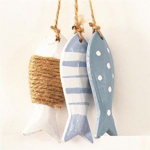 Dekorativa föremål figurer Fish Line Wood Sea Pendant Garten Decoration Bone Solid Carved Drop Delivery Home Garden Decenter Accenters DHVBR