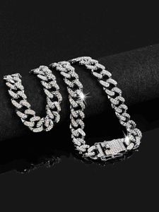 Anhänger Halsketten Hip Hop Miami Kubanische Kette Halskette 13mm Iced Strass Schimmernde Rap Schmuck Geschenk für Männer J230809