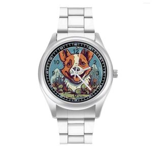 Нарученные часы собачья кварцевая сторона Cartoon Nature Style Steel Po Watches Men Gym.