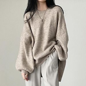 Kadın Sweaters Superaen Koreli Şık Sonbahar Tarzı Yuvarlak Boyun Damla Omuz Kılı