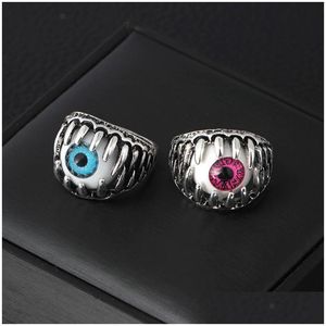 Cluster Rings Halloween Evil Eye Mens Individuation Creative Blue Red Eyeball for Women Fashion Punk smycken Tillbehör Gift Drop Del Dhdak