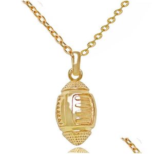 Anhänger Halsketten 18 Karat Gold American Football Sport Für Frauen Rugby Form Ketten Modeliebhaber Schmuck Geschenk Drop Lieferung Anhänger Dh01H