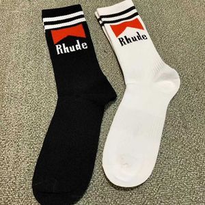 Мужские носки Rhude Socks 2020, мужские и женские повседневные хлопковые носки высокого качества RHUDE, черные, белые цвета