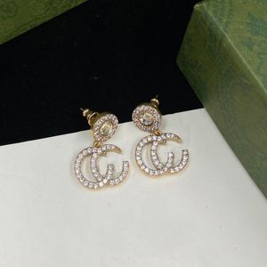 Luxury Gold Stud Earrings Designer For Women Diamond round Earrings Stud Letter Earrings Jewelry Set Valentine Day Gift Engagement