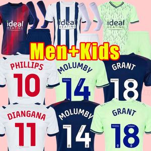 23 24 West Bromwich Futbol Formaları Livermore Diang Brunt Albion Futbol Gömlek 2023 2024 Evde Robson-Kanu Phillips Erkek Çocuk Kitleri Setler Üniformalar