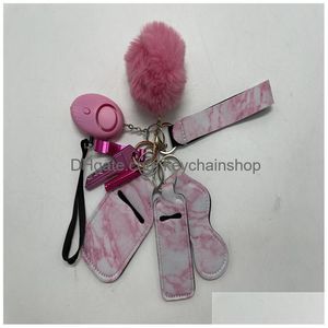 Keychains Lanyards Women Alarm Personal Keychain Set Self Defense Security Protection Key Ring For Girls Drop Delivery Fashion Acces Dhcnz