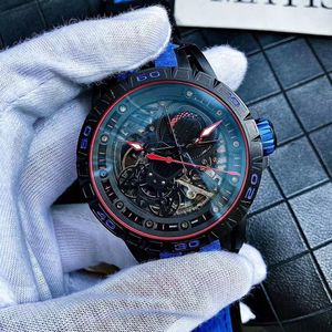 Orologio da uomo per auto sportiva Orologio da polso di lusso in acciaio inossidabile Orologio meccanico automatico svizzero 28800 vph 46mm Orologi scheletrati traforati Zaffiro impermeabile