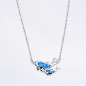 2023 Fashion New S925 Sterling Silver Jewelry Blue Australia Gem Dolphin Pendant Necklace Minimalist Women's Opal Necklace