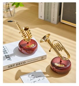 Decorative Objects Figurines Exquisite Miniature Musical Instrument Music Box Artificial Home Decor Figurine for Interior Desk Ornaments Crafts 230809
