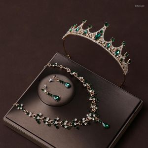 Halsbandörhängen Set Itacazzo Bridal Headwear Green-Color Elegant Style Classical Ladies 'Exquisite Tiara 4 PCS