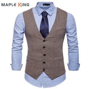 Мужские жилеты модные жилеты Мужские жилеты Формальные жилетки Colete Masculino Herringbone Gilet Fitness рукавиц свадебный жилет мужчина XXL 230808