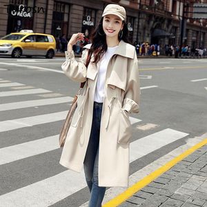 Женские траншеи Coats Trench Women Solid Elegant British Style Регулируемая талия шикарные корейские корейские моды