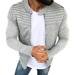 Męskie kurtki sportowe menu men kurtka jesienna plis Slim Stripe Fit Fit Long Rleeve Cardigan 230808