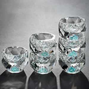 3/6PCS 50ml豪華なクリスタルダイヤモンドシリーズショットグラスカクテルウイスキーグラスカップターコイズワイングラスセットパーティーワイングラスウェアHKD230809