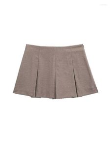 Women's Shorts Women 2023 Autumn Chic Fashion Flannel Skirts Vintage High Waist Side Zipper Female Skorts Mujer